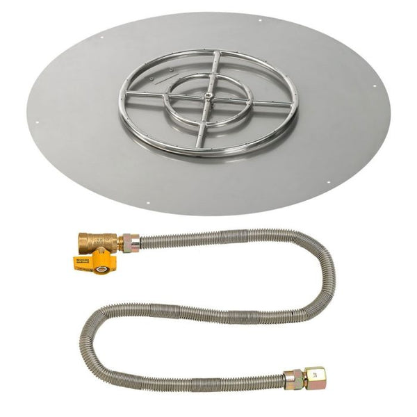 American Fireglass 30" Round Flat Pan with Match Light Kit (18" Ring) - Natural Gas