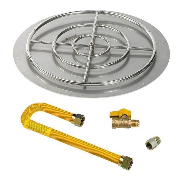 American Fireglass 36" Round Flat Pan with Match Light Kit (24" Ring) - Natural Gas