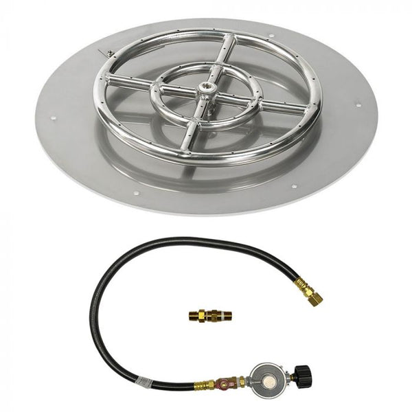 American Fireglass 18" Round Flat Pan with Match Light Kit (12" Ring) - Propane