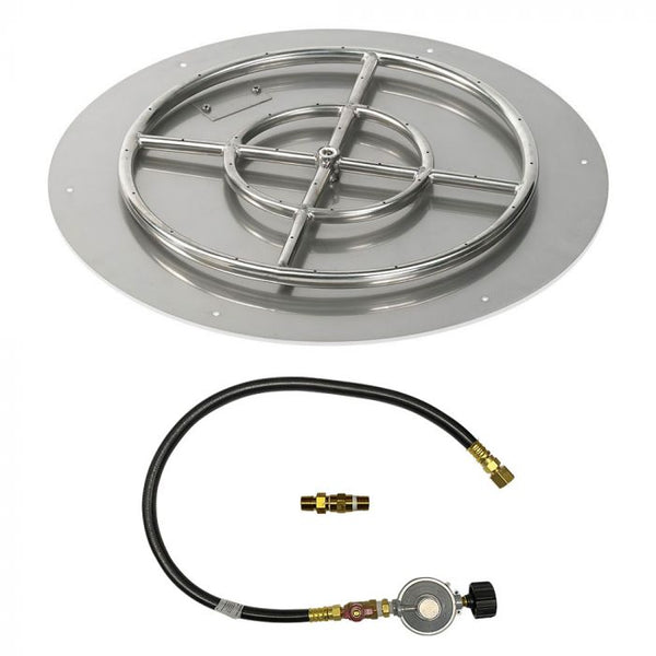 American Fireglass 24" Round Flat Pan with Match Light Kit (18" Ring) - Propane