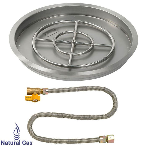 American Fireglass 25" Round Drop-In Pan with Match Light Kit (18" Fire Pit Ring) - Natural Gas