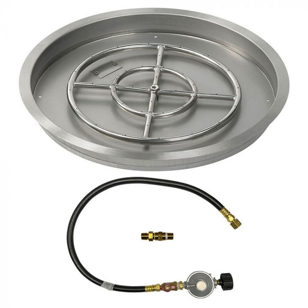 American Fire Glass 25" Round Drop-In Pan with Match Light Kit (18" Fire Pit Ring) - Propane