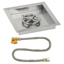 American Fireglass 12" Square Drop-In Pan with Match Light Kit (6" Fire Pit Ring) - Natural Gas