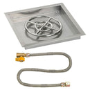 American Fireglass 18" Square Drop-In Pan with Match Light Kit (12" Fire Pit Ring) - Natural Gas