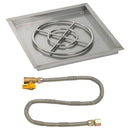 American Fireglass 24" Square Drop-In Pan with Match Light Kit (18" Fire Pit Ring) - Natural Gas