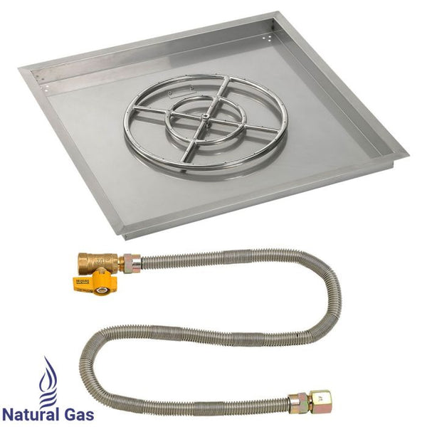 American Fire Glass 30" Square Drop-In Pan with Match Light Kit (18" Fire Pit Ring) - Natural Gas