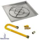 American Fireglass 30" Square Drop-In Pan with Match Light Kit (24" Fire Pit Ring) - Natural Gas