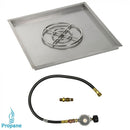 American Fireglass 36" Square Drop-In Pan with Match Light Kit (18" Fire Pit Ring) - Propane