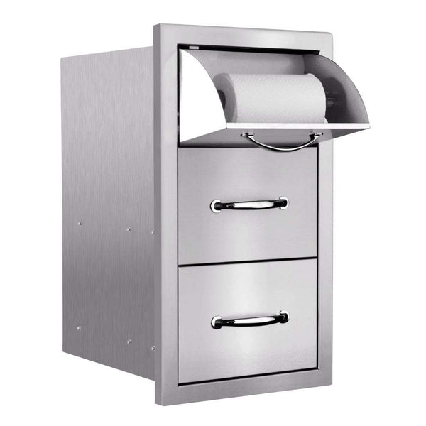 Summerset - 17" Stainless Steel Vertical 2-Drawer & Paper Towel Holder Combo with Masonry Frame Return