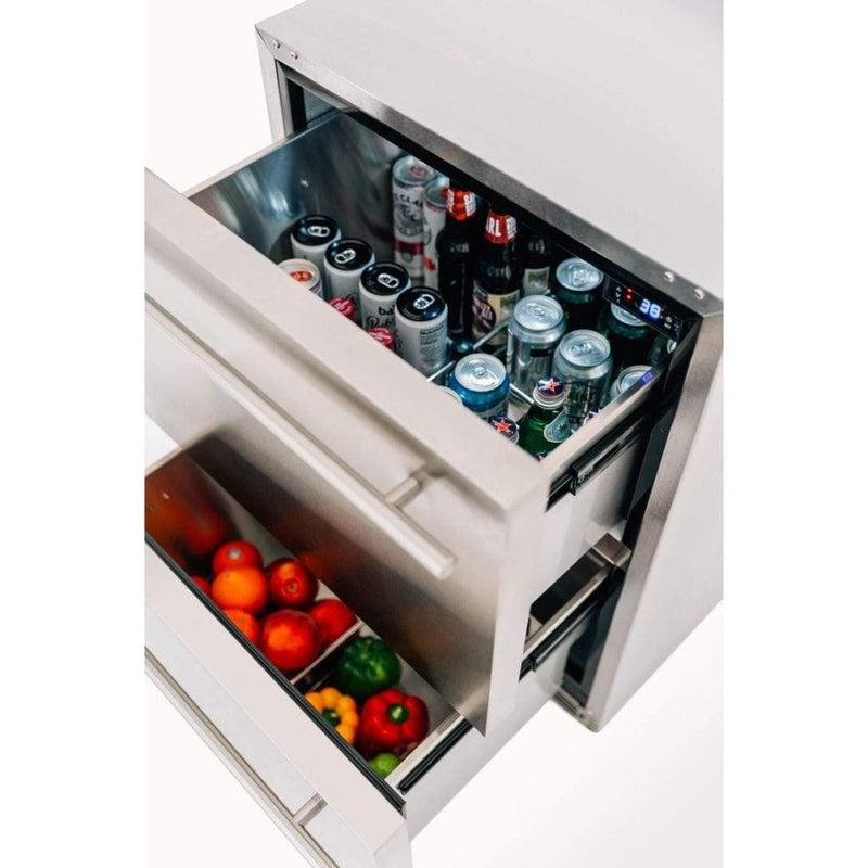Summerset 24" Outdoor Rated 2-Drawer Deluxe Refrigerator - 5.3 Cu. Ft. Capacity for Perfect Outdoor Entertaining