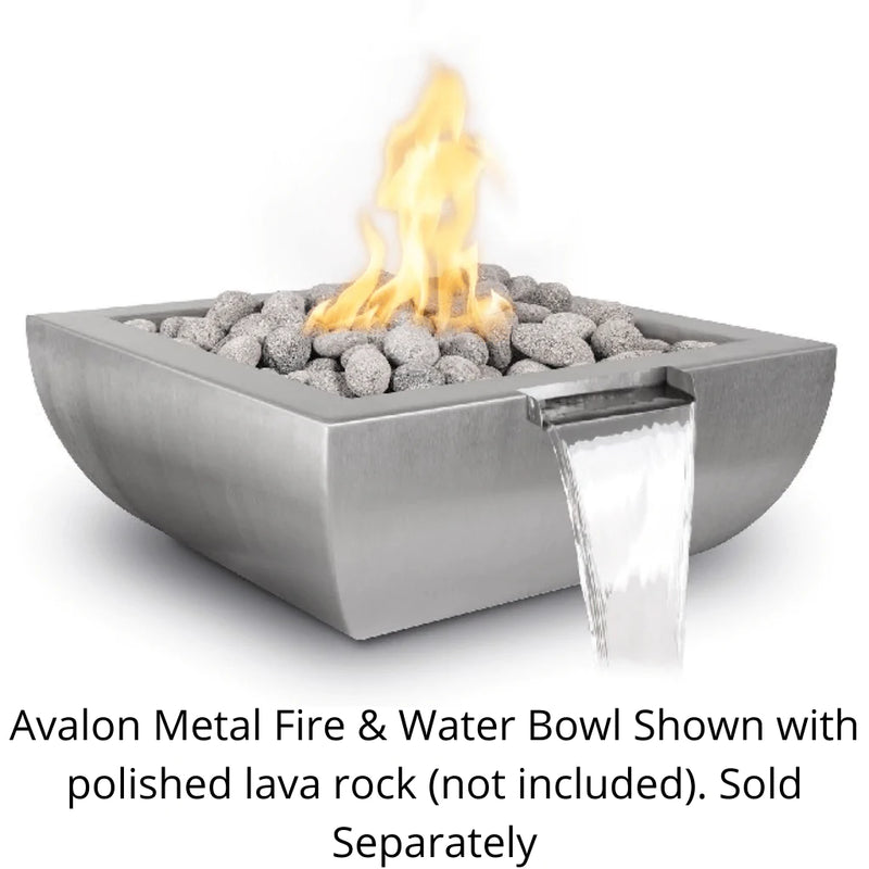 The Outdoor Plus - Avalon Hammered Copper & Stainless Steel  Fire Pit & square Water Bowl 