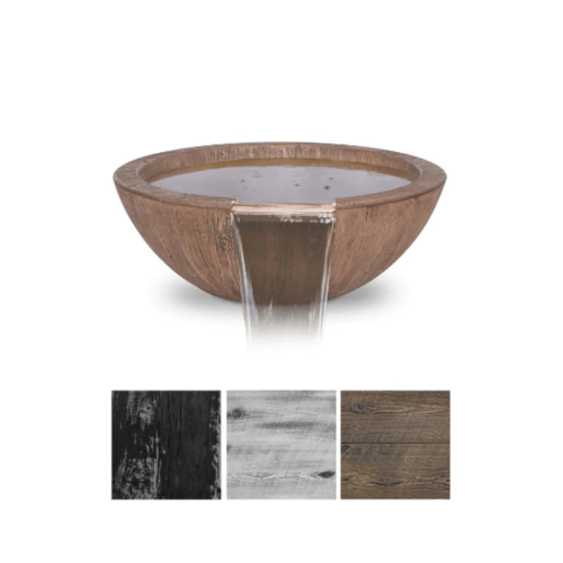 The Outdoor Plus - Sedona GFRC Wood Grain Concrete Round Water Bowl 27"